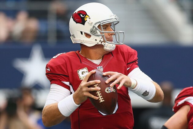 ARLINGTON, TX - NOVEMBER 02:   Carson Palmer #3 of the Arizona Cardinals throws against the Dallas Cowboys in the first quarter at AT&T Stadium on November 2, 2014 in Arlington, Texas.  (Photo by Ronald Martinez/Getty Images)