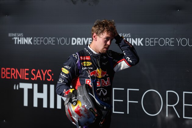 AUSTIN, TX - NOVEMBER 02:  Sebastian Vettel of Germany and Infiniti Red Bull Racing leaves Parc Ferme after the United States Formula One Grand Prix at Circuit of The Americas on November 2, 2014 in Austin, United States.  (Photo by Clive Mason/Getty Images)