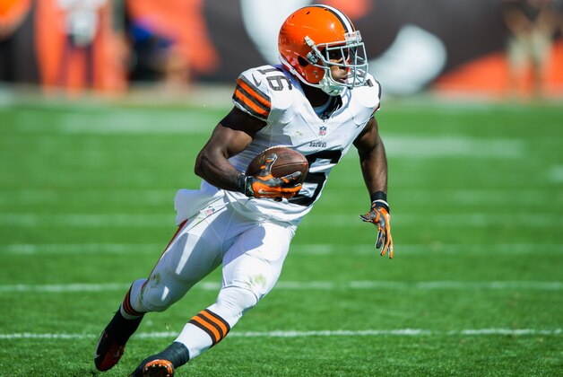 Sep 21, 2014; Cleveland, OH, USA; Cleveland Browns wide receiver Andrew Hawkins (16) at FirstEnergy Stadium. Mandatory Credit: Ken Blaze-USA TODAY Sports