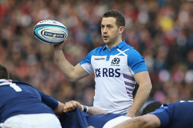 EDINBURGH, SCOTLAND - MARCH 08:  Greig Laidlaw of Scotland looks on during the RBS Six Nations match between Scotland and France at Murrayfield Stadium on March 8, 2014 in Edinburgh, Scotland.  (Photo by David Rogers/Getty Images)