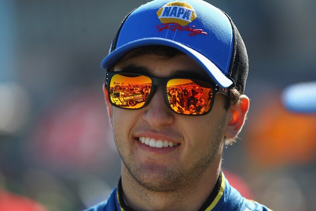 FORT WORTH, TX - NOVEMBER 01:  Chase Elliott, driver of the #9 NAPA Auto Parts Chevrolet, stands on the grid during pre-race ceremonies for the NASCAR Nationwide Series O'Reilly Auto Parts Challenge at Texas Motor Speedway on November 1, 2014 in Fort Worth, Texas.  (Photo by Jonathan Ferrey/Getty Images for Texas Motor Speedway)