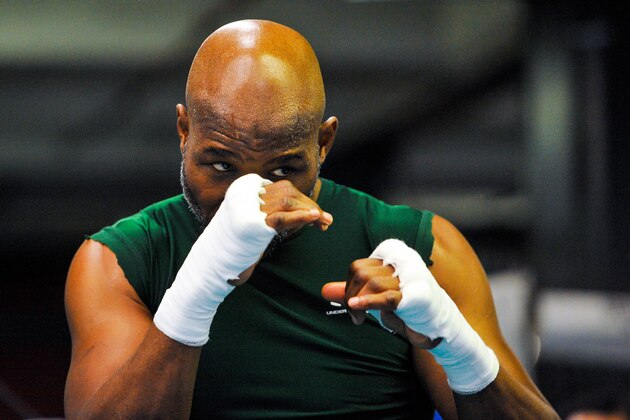 NEW YORK, NY - NOVEMBER 04:  Bernard Hopkins looks on during a workout for an upcoming fight against Sergey Kovalev at Gleason's Gym on November 4, 2014 in the Brooklyn borough of New York City.  (Photo by Alex Goodlett/Getty Images)