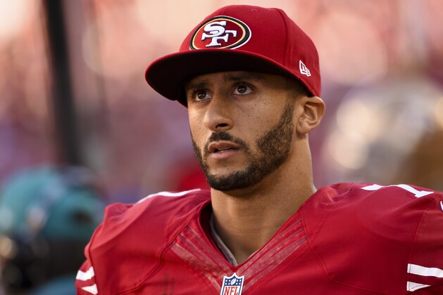 SANTA CLARA, CA - NOVEMBER 02: Colin Kaepernick #7 of the San Francisco 49ers stands on the sidelines during the third quarter against the St. Louis Rams at Levi's Stadium on November 2, 2014 in Santa Clara, California.  (Photo by Thearon W. Henderson/Getty Images)