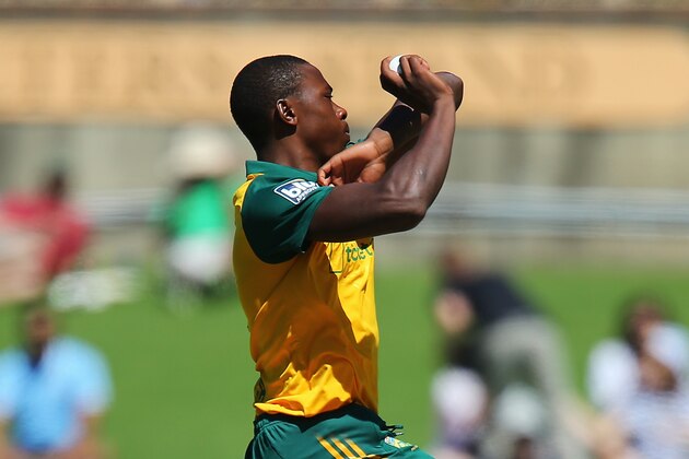 SYDNEY, AUSTRALIA - NOVEMBER 02: Kagiso Rabada of South Africa bowls during the Men's International Tour Twenty20 match between the Cricket Australia XI and South Africa at North Sydney Oval on November 2, 2014 in Sydney, Australia.  (Photo by Joosep Martinson/Getty Images)