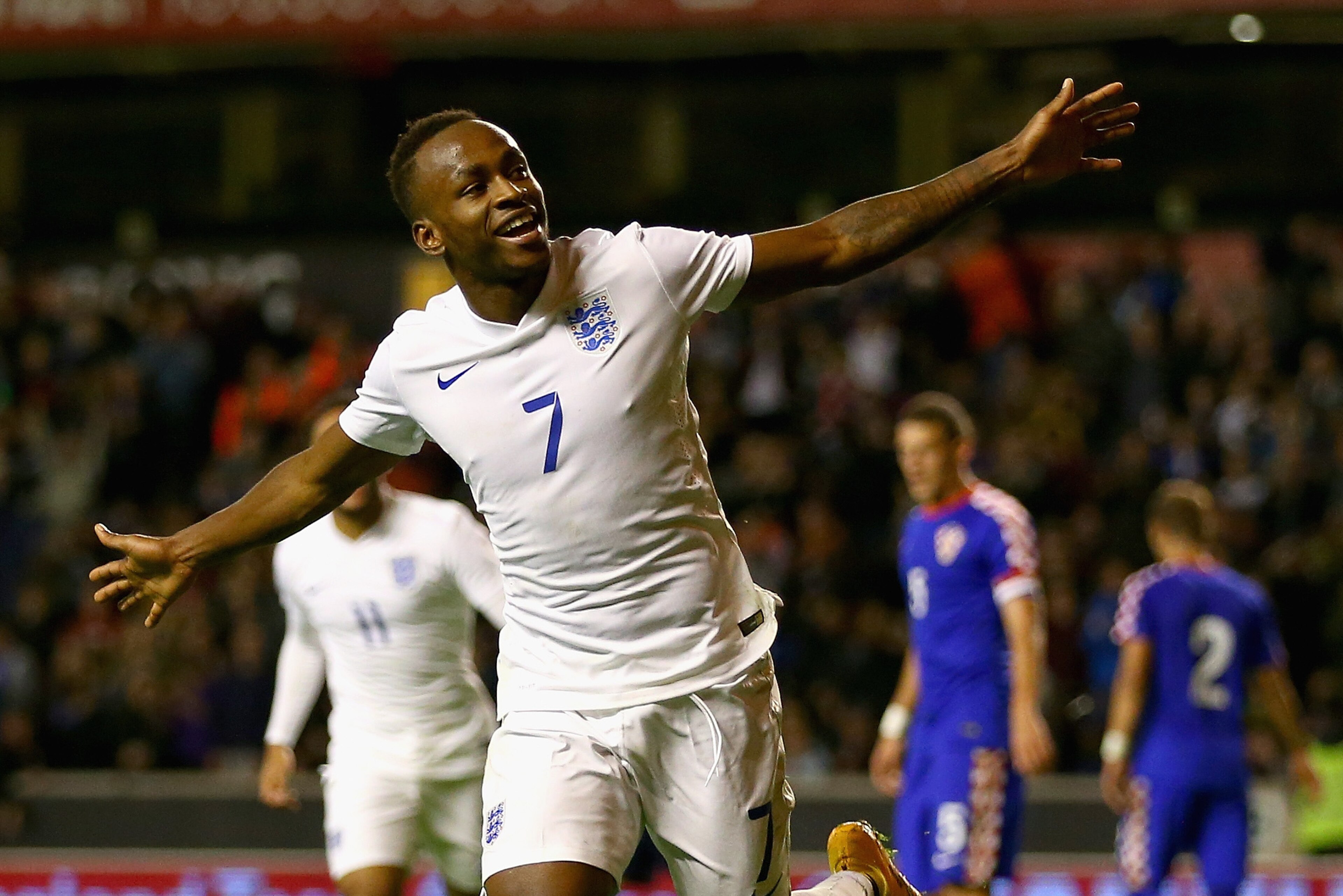 WOLVERHAMPTON, ENGLAND - OCTOBER 10:  Saido Berahino of England runs away to celebrate after scoring his teams second goal from the penalty spot during the UEFA U21 Championship Playoff First Leg match between England and Croatia at Molineux on October 10, 2014 in Wolverhampton, England.  (Photo by Clive Brunskill/Getty Images)