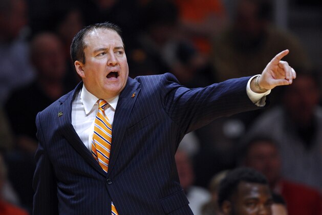 Tennessee head coach Donnie Tyndall in the second half of an NCAA college basketball game against Pikeville on Monday, Nov. 3, 2014, in Knoxville, Tenn. Tennessee won 80-62. (AP Photo/Wade Payne)
