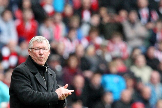 Manchester United's manager Alex Ferguson looks on after defeating Sunderland 0-1 at the end of their English Premier League soccer match at the Stadium of Light, Sunderland, England, Sunday, May 13, 2012. Manchester City won the English Premier League title. (AP Photo/Scott Heppell)