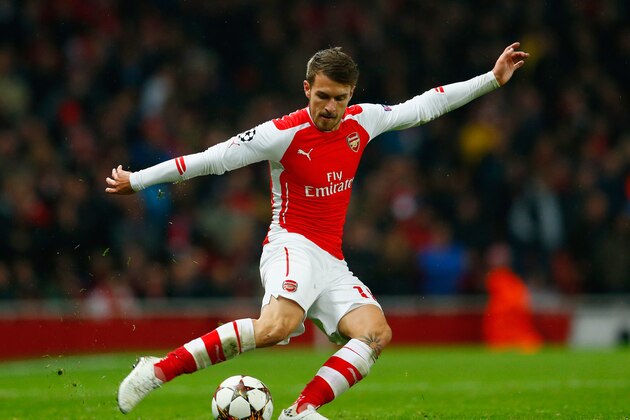 LONDON, ENGLAND - NOVEMBER 04:  Aaron Ramsey of Arsenal in action during the UEFA Champions League Group D match between Arsenal FC and RSC Anderlecht at Emirates Stadium on November 4, 2014 in London, United Kingdom.  (Photo by Michael Regan/Getty Images)