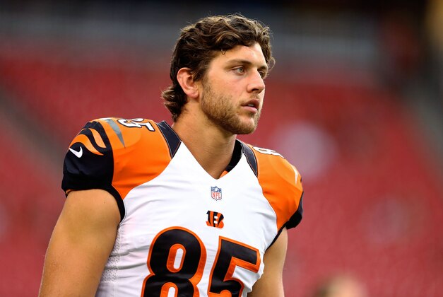 Aug 24, 2014; Glendale, AZ, USA; Cincinnati Bengals tight end Tyler Eifert (85) against the Arizona Cardinals at University of Phoenix Stadium. Mandatory Credit: Mark J. Rebilas-USA TODAY Sports