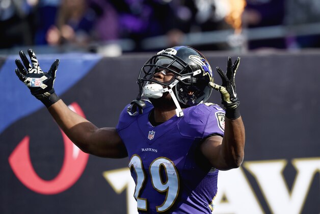 BALTIMORE, MD - NOVEMBER 09: Running back Justin Forsett #29 of the Baltimore Ravens takes the field for a game against the Tennessee Titans at M&T Bank Stadium on November 9, 2014 in Baltimore, Maryland.  (Photo by Patrick Smith/Getty Images)