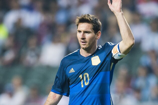 HONG KONG - OCTOBER 14:  Lionel Messi of Argentina in action during the International Friendly Match between Hong Kong and Argentina at the Hong Kong Stadium on October 14, 2014 in Hong Kong, Hong Kong.  (Photo by Victor Fraile/Getty Images)