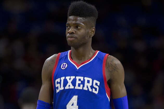 PHILADELPHIA, PA - NOVEMBER 1: Nerlens Noel #1 of the Philadelphia 76ers plays in the game against the Miami Heat on November 1, 2014 at the Wells Fargo Center in Philadelphia, Pennsylvania. NOTE TO USER: User expressly acknowledges and agrees that, by downloading and or using this photograph, User is consenting to the terms and conditions of the Getty Images License Agreement (Photo by Mitchell Leff/Getty Images)