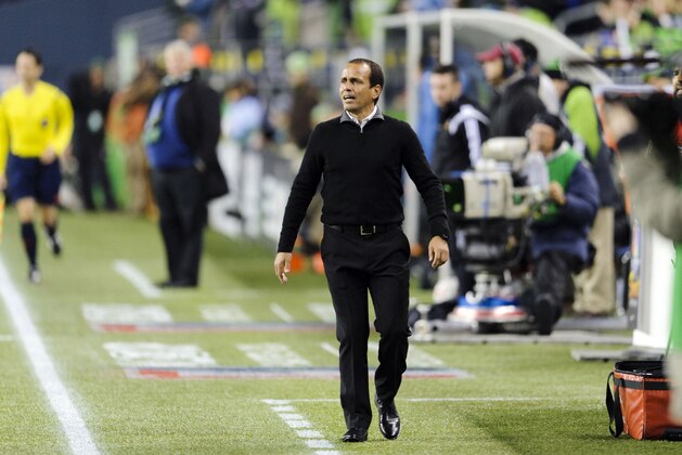 Nov 10, 2014; Seattle, WA, USA; FC Dallas head coach Oscar Pareja during the second half against the Seattle Sounders FC at CenturyLink Field. The game was a 0-0 draw. Mandatory Credit: Steven Bisig-USA TODAY Sports
