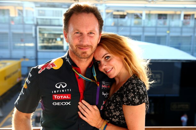 MONZA, ITALY - SEPTEMBER 07:  Infiniti Red Bull Racing Team Principal Christian Horner and Geri Halliwell pose after the F1 Grand Prix of Italy at Autodromo di Monza on September 7, 2014 in Monza, Italy.  (Photo by Mark Thompson/Getty Images)