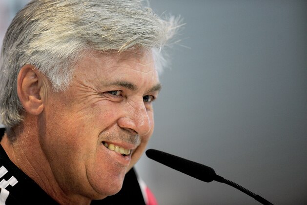 MADRID, SPAIN - OCTOBER 24:  Head coach Carlo Ancelotti of Real Madrid smiles during his press conference after a team training session the day before the La Liga match against FC Barcelona at Ciudad Deportivo Real Madrid on October 24, 2014 in Madrid, Spain.  (Photo by Denis Doyle/Getty Images)