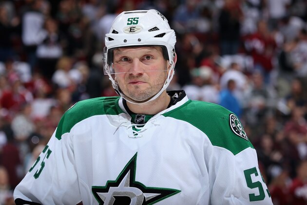 GLENDALE, AZ - APRIL 13:  Sergei Gonchar #55 of the Dallas Stars during the NHL game against the Phoenix Coyotes at Jobing.com Arena on April 13, 2014 in Glendale, Arizona. The Coyotes defeated the Stars 1-0.  (Photo by Christian Petersen/Getty Images)
