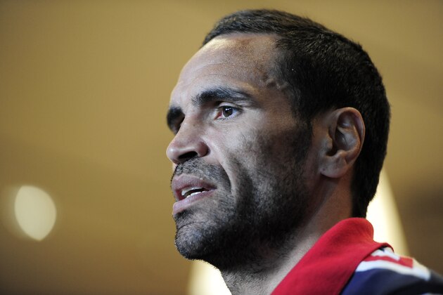 SYDNEY, AUSTRALIA - NOVEMBER 01:  Anthony Mundine looks on during a press conference at The Kirribilli Club on November 1, 2014 in Sydney, Australia. Mundine will fight Sergey Rabchenko on November 12th in Melbourne.  (Photo by Brett Hemmings/Getty Images)
