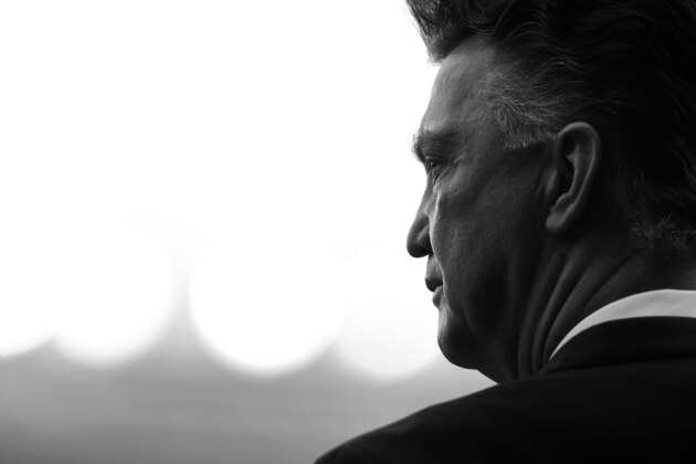 MANCHESTER, ENGLAND - NOVEMBER 08:  (EDITORS NOTE: THIS IMAGE HAS BEEN CONVERTED TO BLACK & WHITE) Manchester United Manager Louis van Gaal looks on prior to the Barclays Premier League match between Manchester United and Crystal Palace at Old Trafford on November 8, 2014 in Manchester, England.  (Photo by Richard Heathcote/Getty Images)