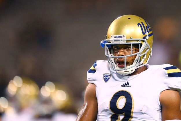 Sep 25, 2014; Tempe, AZ, USA; UCLA Bruins wide receiver Jordan Payton (9) against the Arizona State Sun Devils at Sun Devil Stadium. Mandatory Credit: Mark J. Rebilas-USA TODAY Sports