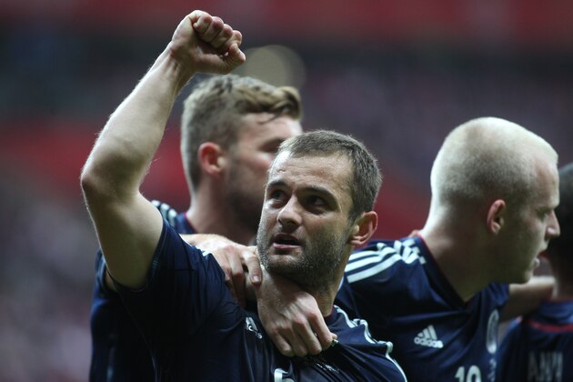 WARSAW, POLAND - OCTOBER 14:  Shaun Maloney of Scotland (C) celebrates with teammates after scoring during the UEFA EURO 2016 qualifying match between Poland and Scotland on October 14, 2014 on the National Stadium in Warsaw, Poland. (Photo by Adam Nurkiewicz/Getty Images)