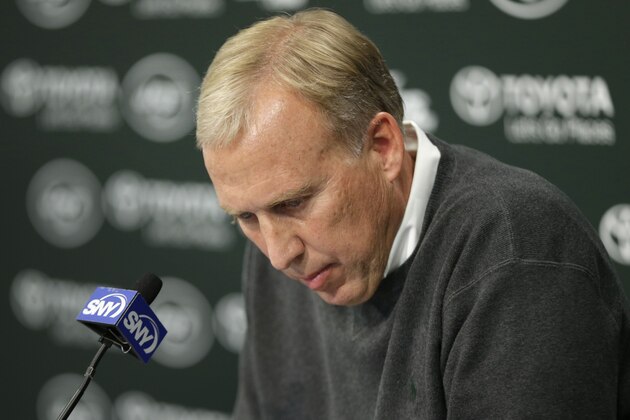 New York Jets general manager John Idzik speaks during a news conference in Florham Park, N.J., Monday, Oct. 27, 2014. (AP Photo/Seth Wenig)