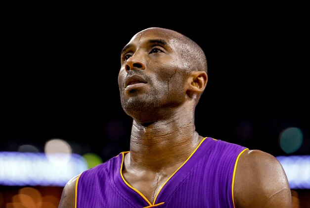 Nov 12, 2014; New Orleans, LA, USA; Los Angeles Lakers guard Kobe Bryant (24) reacts against the New Orleans Pelicans during the second quarter of a game at the Smoothie King Center. Mandatory Credit: Derick E. Hingle-USA TODAY Sports