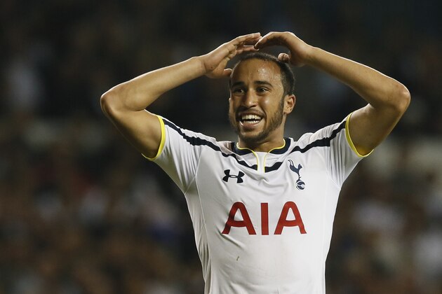Tottenham’s Andros Townsend puts his hands to his head as he reacts in frustration at missing a chance on goal during their Europa League  group C soccer match at Tottenham's White Hart Lane stadiu, London, between Tottenham Hotspur and Besiktas, Thursday, Oct. 2, 2014. (AP Photo/Alastair Grant)
