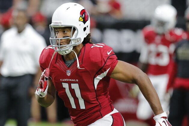 Arizona Cardinals wide receiver Larry Fitzgerald (11) during the first quarter of an NFL football game against the St. Louis Rams, Sunday, Nov. 9, 2014 in Glendale, Ariz. (AP Photo/Rick Scuteri)