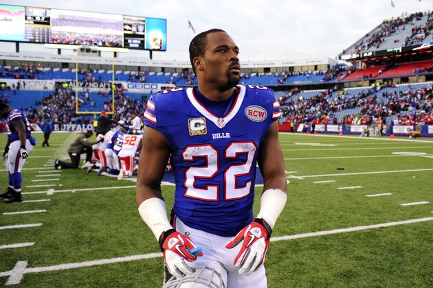 Buffalo Bills running back Fred Jackson walks on the field after an NFL football game against the Kansas City Chiefs, Sunday, Nov. 9, 2014, in Orchard Park, N.Y. The Chiefs won 17-13. (AP Photo/Gary Wiepert)