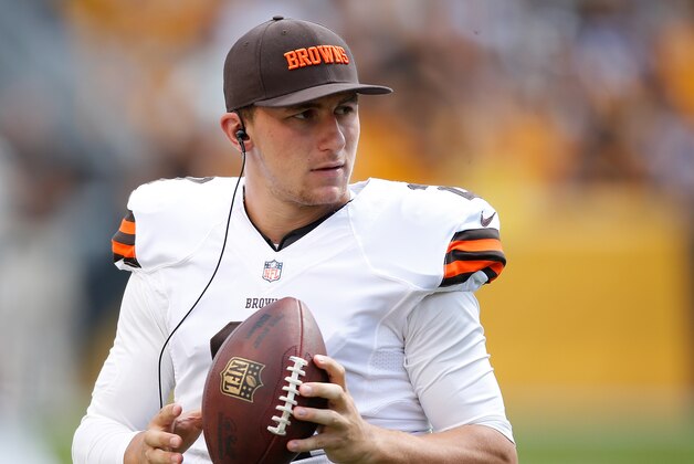 PITTSBURGH, PA - SEPTEMBER 7:  Johnny Manziel #2 of the Cleveland Browns looks on from the sidelines during the game against the Pittsburgh Steelers at Heinz Field on September 7, 2014 in Pittsburgh, Pennsylvania.  (Photo by Gregory Shamus/Getty Images)