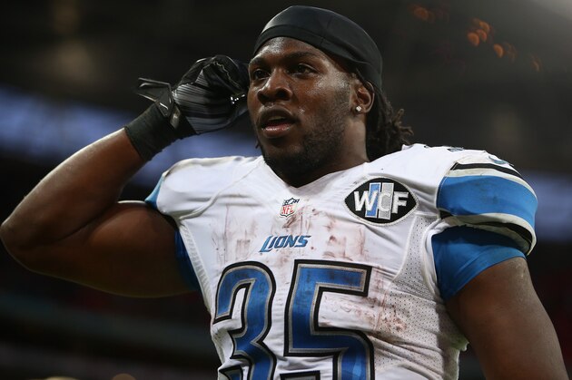 LONDON, ENGLAND - OCTOBER 26:  Joique Bell #35 of the Detroit Lions looks on after victory during the NFL match between Detroit Lions and  Atlanta Falcons at Wembley Stadium on October 26, 2014 in London, England.  (Photo by Jordan Mansfield/Getty Images)