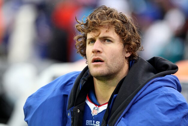 Dec 22, 2013; Orchard Park, NY, USA; Buffalo Bills middle linebacker Kiko Alonso (50) on the bench against the Miami Dolphins at Ralph Wilson Stadium. Mandatory Credit: Timothy T. Ludwig-USA TODAY Sports