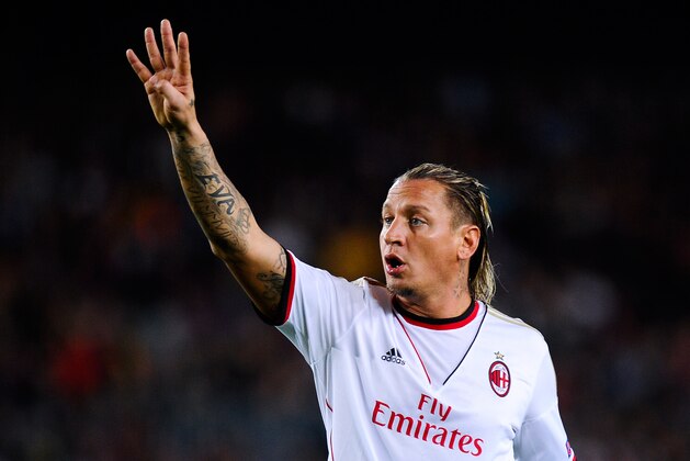 BARCELONA, SPAIN - NOVEMBER 06:  Philippe Mexes of AC Milan gestures during the UEFA Champions League Group H match Between FC Barcelona and AC Milan at Camp Nou on November 6, 2013 in Barcelona, Spain.  (Photo by David Ramos/Getty Images)