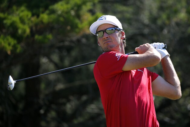 Will MacKenzie drives his ball off the second tee during the final round of the McGladrey Classic golf tournament on Sunday, Oct. 26, 2014, in St. Simons Island, Ga. (AP Photo/Stephen B. Morton)
