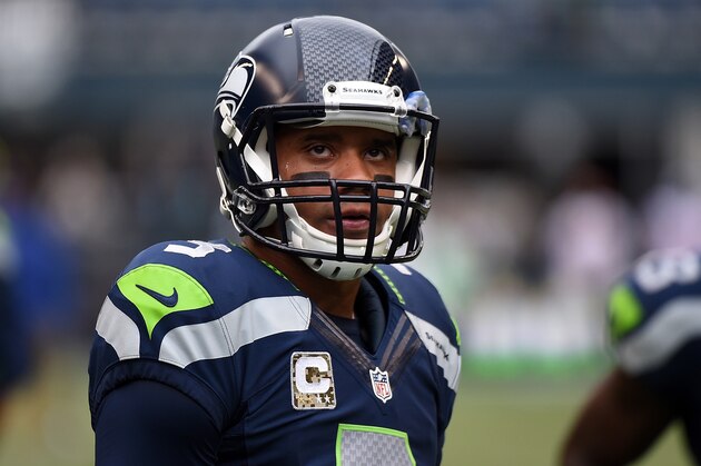 SEATTLE, WA - NOVEMBER 09: Quarterback Russell Wilson #3 of the Seattle Seahawks warms up before the game against the New York Giants at CenturyLink Field on November 9, 2014 in Seattle, Washington.  (Photo by Steve Dykes/Getty Images)