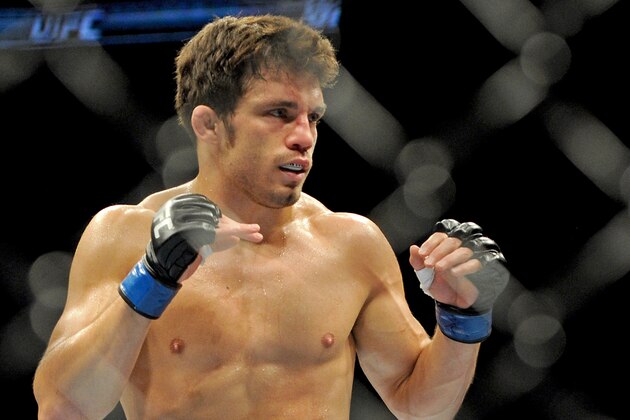 Jul 27, 2013; Seattle, WA, USA;  Jake Ellenberger during his welterweight bout against Rory MacDonald (not pictured) at Key Arena. MacDonald won. Mandatory Credit: Jayne Kamin-Oncea-USA TODAY Sports