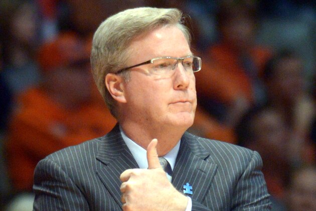 Iowa's Fran McCaffery during an NCAA college basketball game in Champaign, ILL on Saturday, Feb. 1, 2014. Iowa won 81-74. (AP Photo/Robin Scholz)