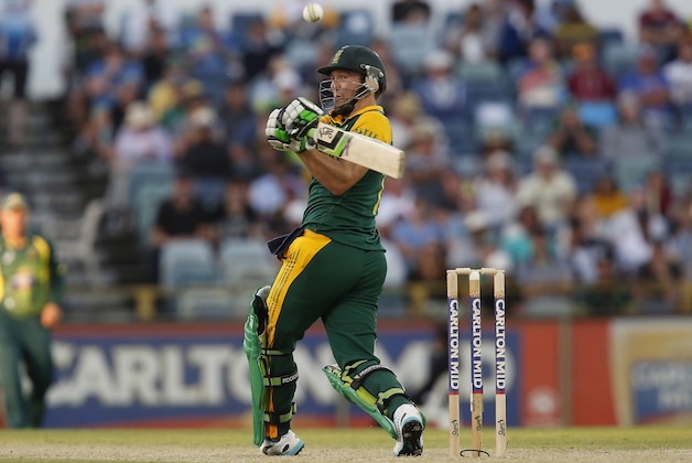 South Africa's AB de Villiers plays a stroke during their one day international cricket match against Australia in Perth, Australia, Friday, Nov. 14, 2014. (AP Photo/Theron Kirkman)