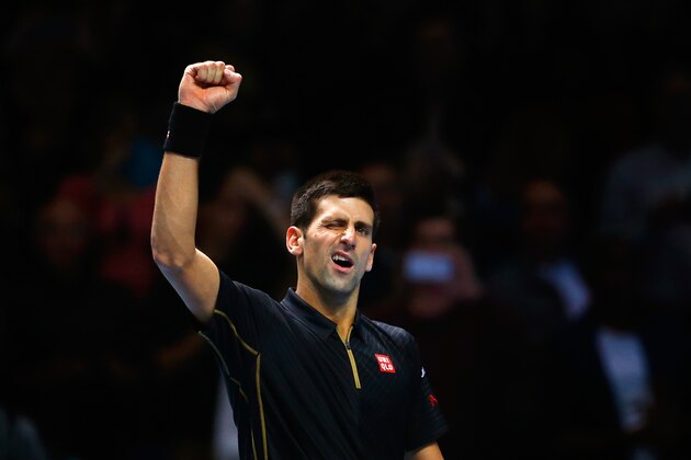 LONDON, ENGLAND - NOVEMBER 15:  Novak Djokovic of Serbia acknowledges the crowd after victory in the singles semi-final match against Kei Nishikori of Japan on day seven of the Barclays ATP World Tour Finals at O2 Arena on November 15, 2014 in London, England.  (Photo by Julian Finney/Getty Images)