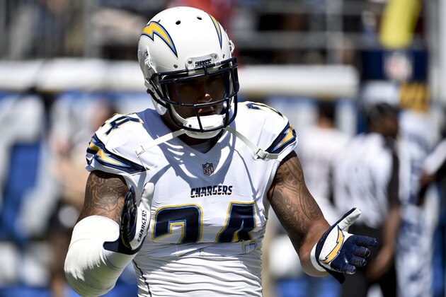 San Diego Chargers running back Ryan Mathews warms up before an  NFL football game against the Seattle Seahawks on Sunday, Sept. 14, 2014, in San Diego. (AP Photo/Denis Poroy)