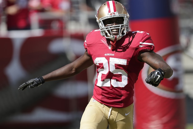 San Francisco 49ers strong safety Jimmie Ward (25) smiles during the second half of an NFL preseason football game against the San Diego Chargers in Santa Clara, Calif., Sunday, Aug. 24, 2014. (AP Photo/Marcio Jose Sanchez)