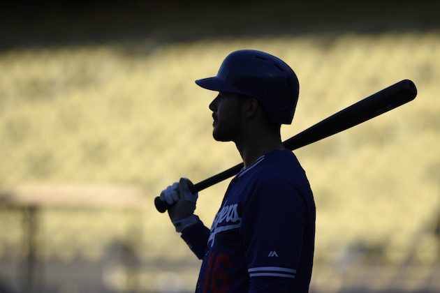 Los Angeles Dodgers center fielder Andre Ethier waits to hit during batting practice before Game 2 of baseball's NL Division Series, against the St. Louis Cardinals in Los Angeles on Saturday, Oct. 4, 2014. (AP Photo/Mark J. Terrill)