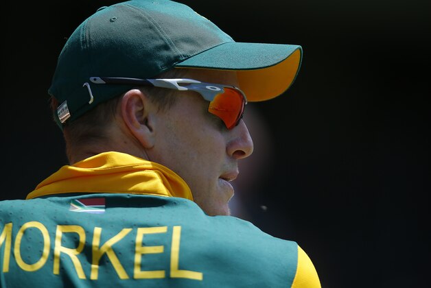 South Africa's Morne Morkel plays their second one day international cricket match against Australia in Perth, Australia, Sunday, Nov. 16, 2014. (AP Photo/Theron Kirkman)