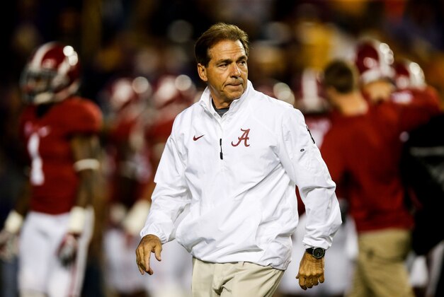 Nov 8, 2014; Baton Rouge, LA, USA; Alabama Crimson Tide head coach Nick Saban before a game against the LSU Tigers at Tiger Stadium. Mandatory Credit: Derick E. Hingle-USA TODAY Sports