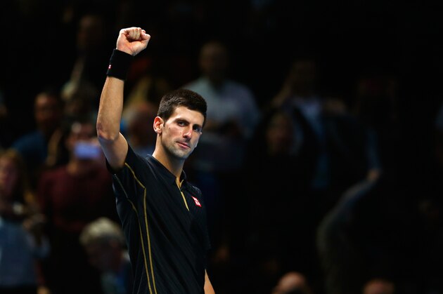 LONDON, ENGLAND - NOVEMBER 15:  Novak Djokovic of Serbia acknowledges the crowd after victory in the singles semi-final match against Kei Nishikori of Japan on day seven of the Barclays ATP World Tour Finals at O2 Arena on November 15, 2014 in London, England.  (Photo by Julian Finney/Getty Images)