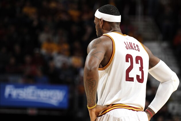 CLEVELAND, OH - NOVEMBER 15:  LeBron James #23 of the Cleveland Cavaliers during the game against the Atlanta Hawks on November 15, 2014 at Quicken Loans Arena in Cleveland, Ohio. NOTE TO USER: User expressly acknowledges and agrees that, by downloading and or using this Photograph, user is consenting to the terms and conditions of the Getty Images License Agreement. Mandatory Copyright Notice: Copyright 2014 NBAE (Photo by David Kyle/NBAE via Getty Images)