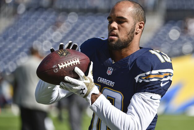 San Diego Chargers wide receiver Keenan Allen catches a pass during warmups prior to a NFL football game against the Oakland Raiders, Sunday, Nov. 16, 2014, in San Diego. (AP Photo/Denis Poroy)