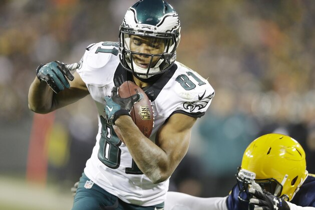Philadelphia Eagles' Jordan Matthews during the second half of an NFL football game against the Green Bay Packers Sunday, Nov. 16, 2014, in Green Bay, Wis. (AP Photo/Tom Lynn)