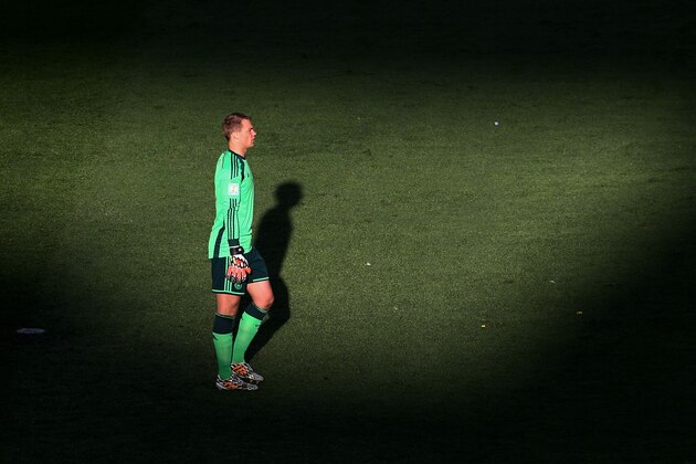 RIO DE JANEIRO, BRAZIL - JULY 13: Goalkeeper Manuel Neuer of Germany looks on during the 2014 FIFA World Cup Brazil Final match between Germany and Argentina at Maracana on July 13, 2014 in Rio de Janeiro, Brazil.  (Photo by Michael Steele/Getty Images)