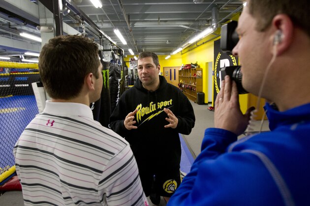 MILWAUKEE, WI - JANUARY 16:  Duke Rufus takes an interview during Media Day at Roufusport Mixed Martial Arts Academy on January 16, 2014 in Milwaukee, Wisconsin. (Photo by Mike McGinnis/Getty Images)